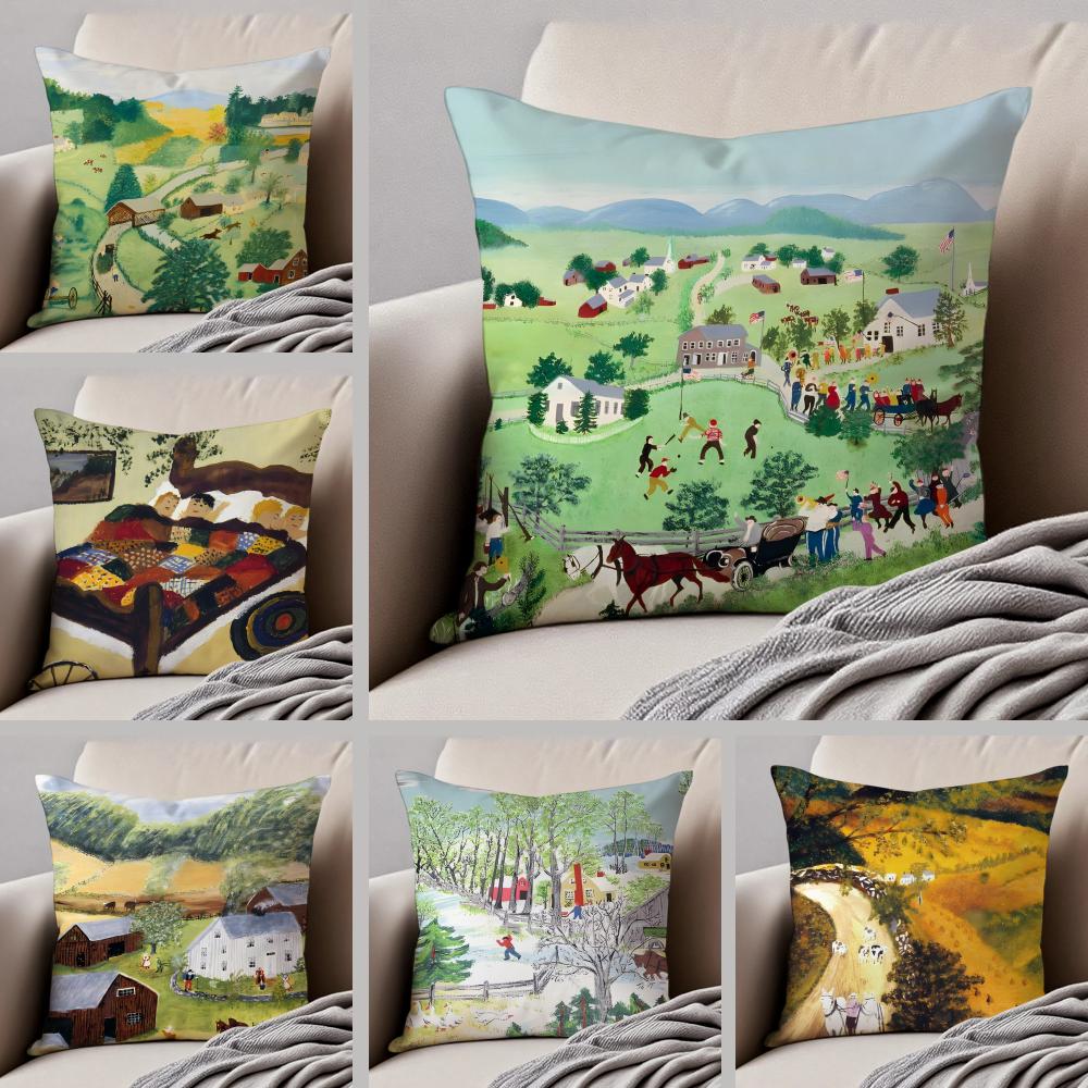 Folk Nostalgisch Anna Maria MMoses Kunst Kissenbezug Wurfkissenbezug Verdeckter Knopf Langlebiges Polyester Stuhlkissen