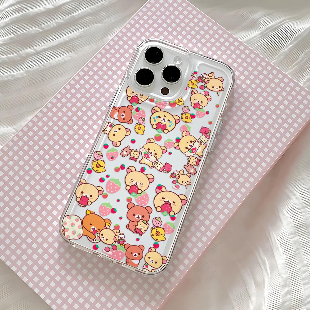 Rilakkumas Cartoon Bear Phone Case For Samsung Galaxy S25 S24 S23 S22 S21 S20 FE Note 20 10 Edge Plus Ultra Lite 5G Back Cover
