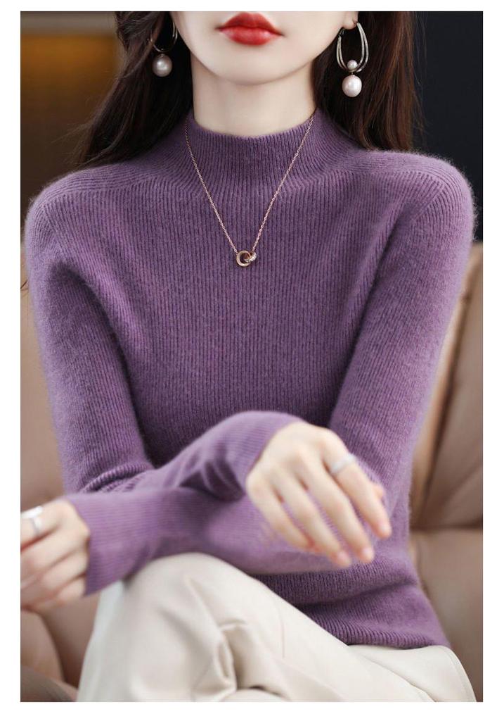 Elegant Autumn/Winter Skin-Friendly Solid Color Plush Sweater - Thick Base Layer In Stock