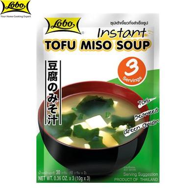 Lobo Tofu miso leves, dehidratált tofu, wakame hínár és víztelenített újhagyma / 3 adag, japán étel, 30 g