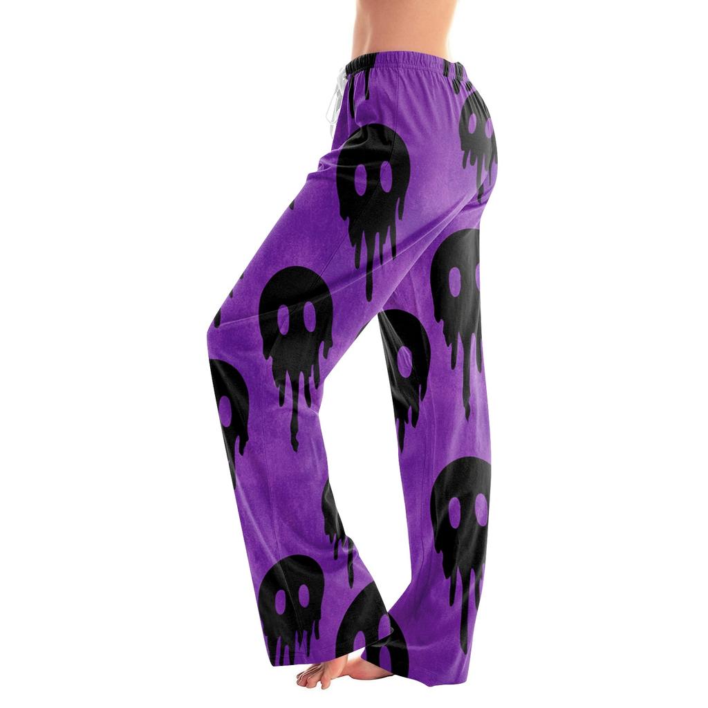 Women's Casual Drawstring Pants with Halloween Print for Daily Wear and Parties