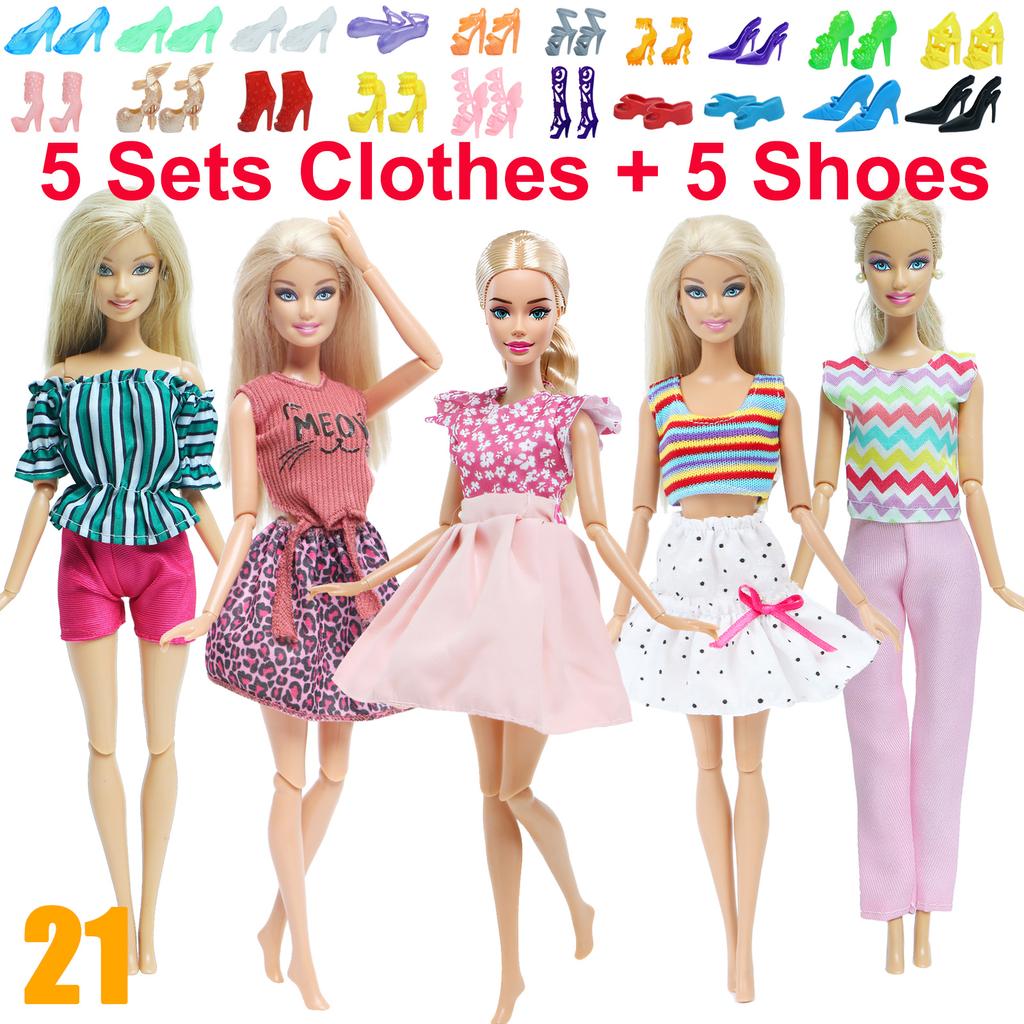 10 Stück/Set Mode-Outfits Ba Puppe Bie Hemd Hose Kleid Schuhe 11,5 Zoll Puppenkleidung Puppenhaus 11,8" 30cm 1/6 Puppenzubehör