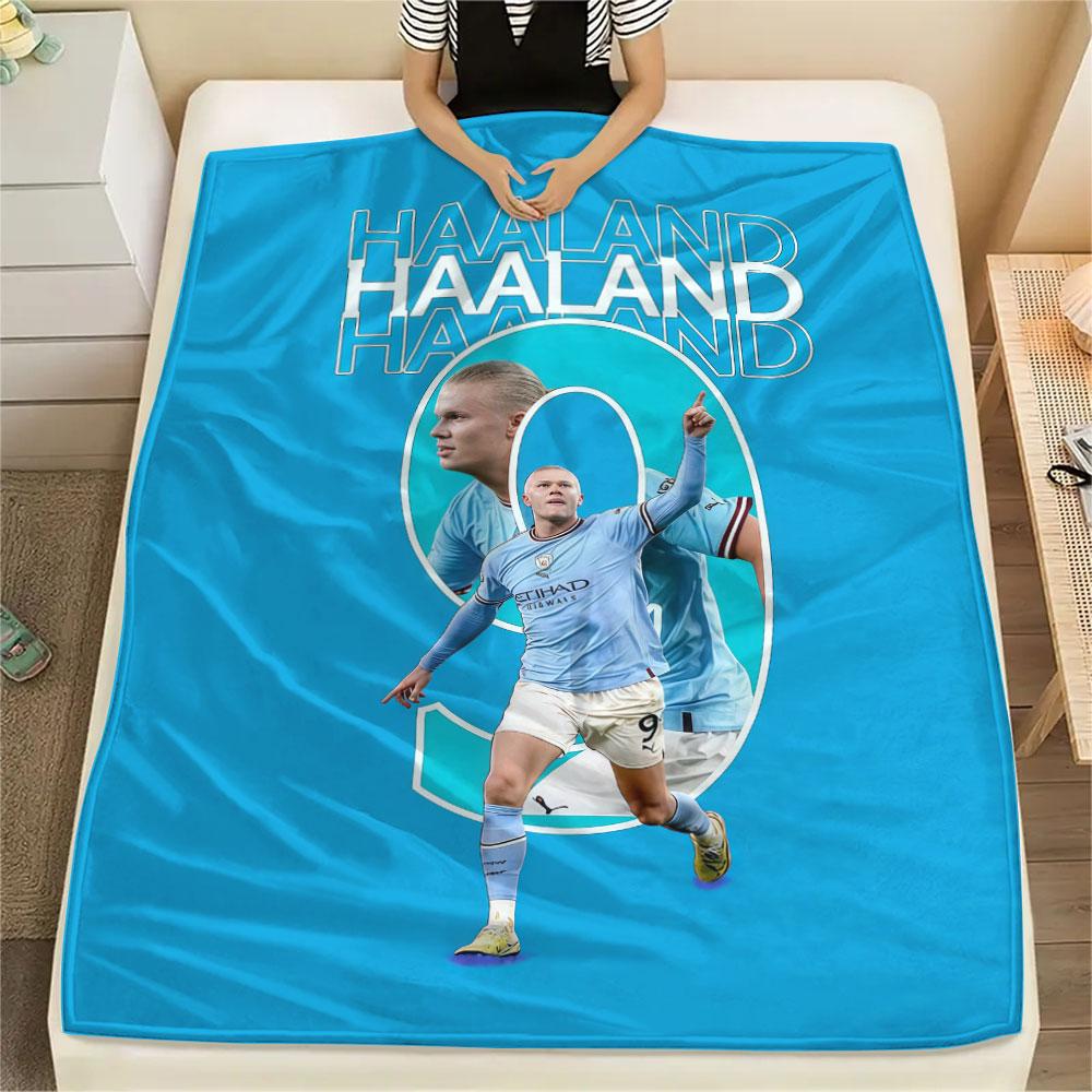 Erling Haaland Printed Flannel Blanket, Soft Throw for Bedroom Sofa, Washable,soccer Fan Merchandise, Great Gift.