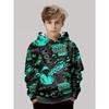 Boys' Street Style Manga Graffiti Digital Printed Hoodie, Cool Street Trendy Item