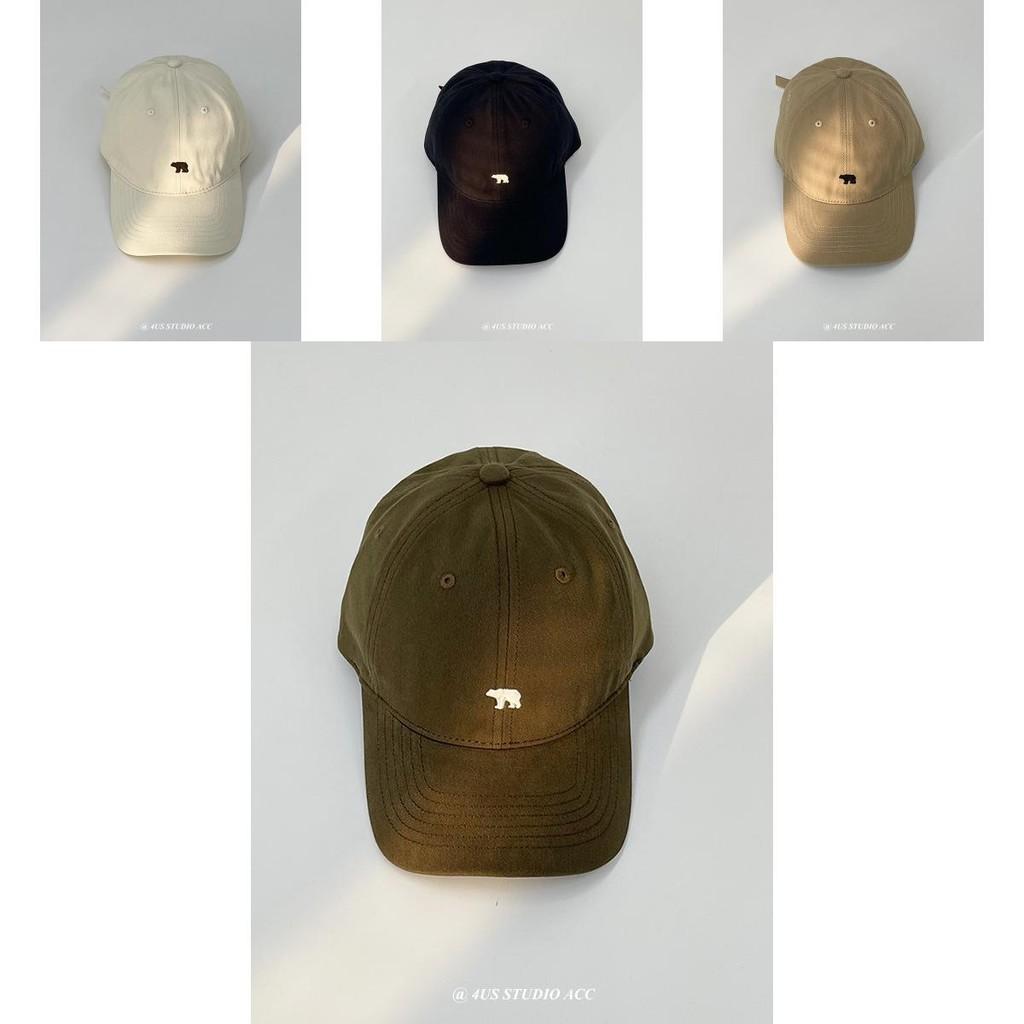 Vintage American Style Soft Top Black Baseball Cap With Cute Bear Embroidery For All Seasons