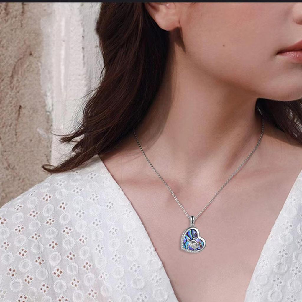 Meeresschildkröten-Halskette Sterling Silber Liebesherz Mutter Kind Schildkrötenanhänger Halskette Schildkrötenschmuck Geschenke A Halsketten für Frauen