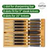 VaeFae Knife Bamboo Knife Organizer Insert for Kitchen Knife Drawer Storage with Knife Sharpener Slot Not In-Drawer Block, (Knives Included)
