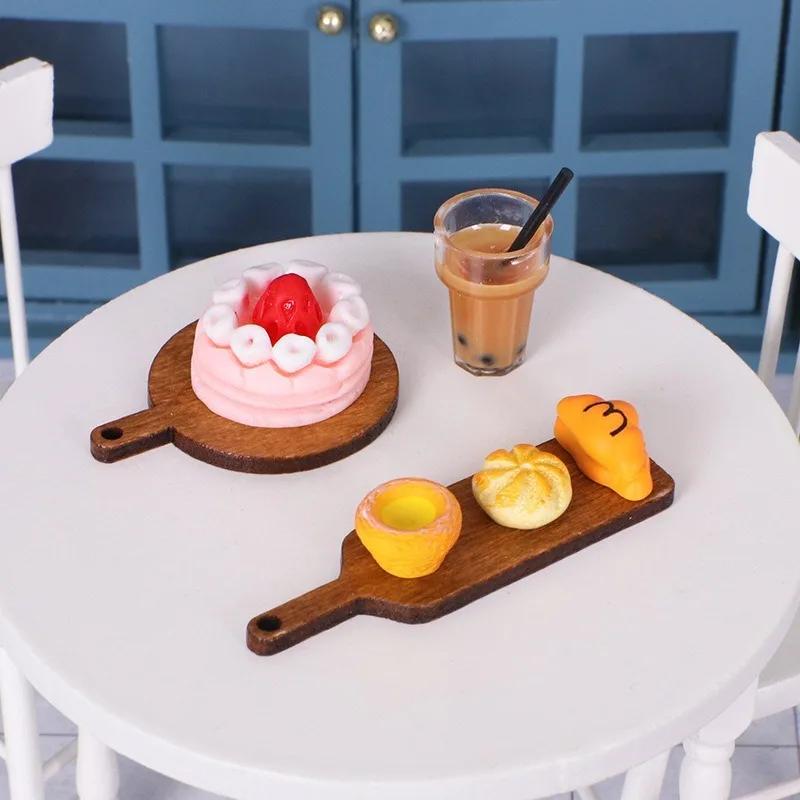 10pcs/lot Mini Wooden Cutting Board, Dollhouse Cutting Board Handle Wood Paddle for Scene Setting of Dollhouse Kitchen