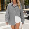Women's Lapel Striped Loose Long Sleeved Shirt Top
