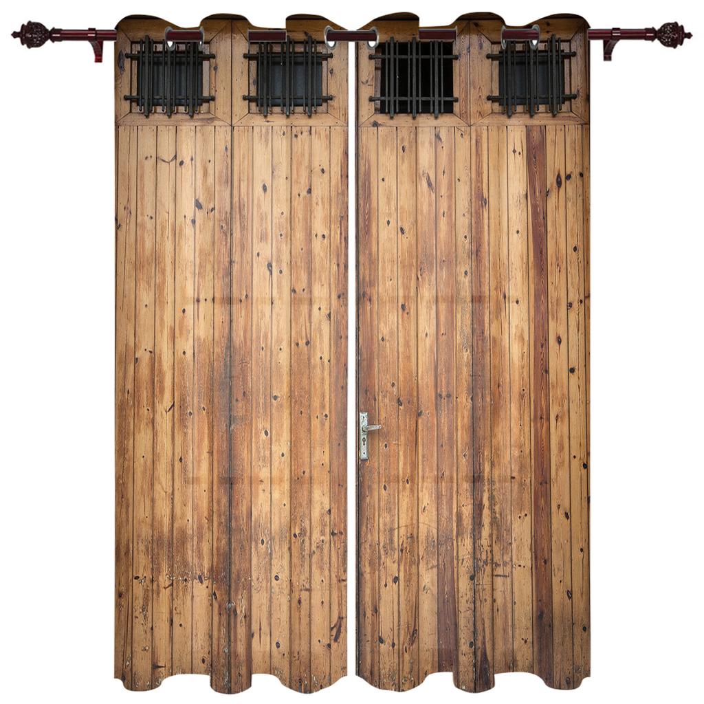 Holztürfarbe Retro Fenstervorhänge Wohnkultur Wohnzimmer Vorhänge Schlafzimmer Vorhänge Küchentür Vorhänge