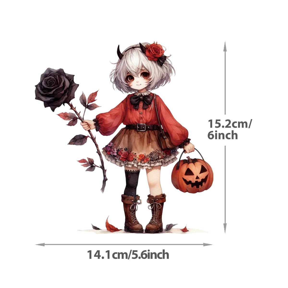 

Нашивки на одежду Хэллоуин Девушки Наклейки Винил Термопресс Толстовки Топы DIY Моющиеся Термонашивки Одежда Тыква Роза