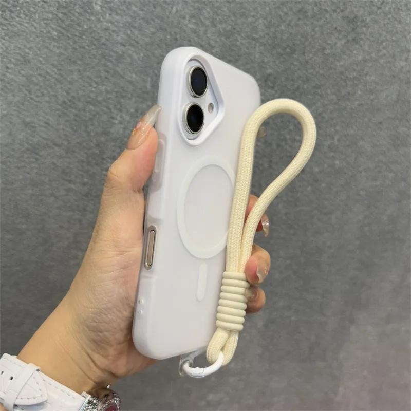 Soft With lanyard Silicone For Magsafe Case for For Iphone 17 16 15 14 Plus 13 12 11 Pro Max Wireless Charge Magnetic Cover