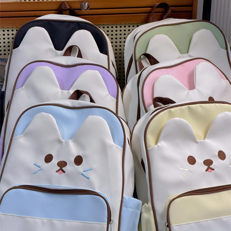 Schoolbag1011 New Japanese Primary and Secondary School Student Schoolbag Cartoon Bear Fashion Contrasting Color Large Capacity Soft Girl Student