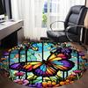 1pc Butterfly Garden Office Round Area Rug, Under Office Chairs Bedroom Living Room Home Decor, Room Deco