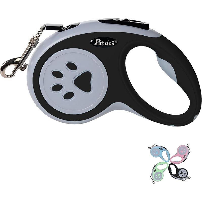 3M Retractable Dog Leash, Strong Nylon Tape Tangle-Free One-Handed Brake, Pause, Lock for Small Medium Dogs чёрный