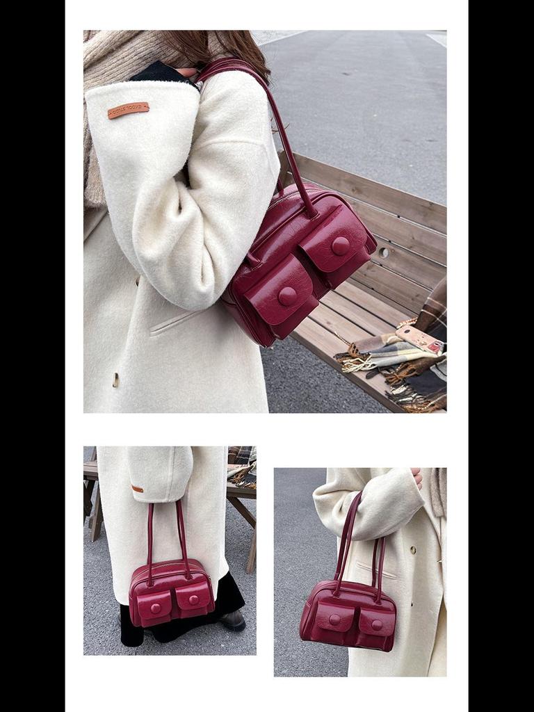 Trendy Damen Multi-Pocket Umhängetasche - 2024 Herbst/Winter Retro Koreanischen Stil, Große Kapazität
