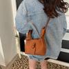 Pure Color PU Leather Bucket Bag Korean Style Crossbody Bag Elegant Shoulder Bag  Daily
