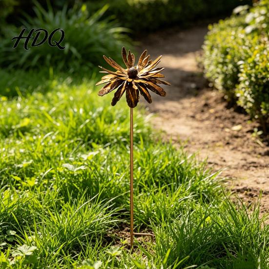 Artistic Outdoor Stake Vintage Rusty Cornflower Ground Stake 24 Inch Metal Wire Art Rustic Garden Decoration Decor Sculptures for Lawns Yard