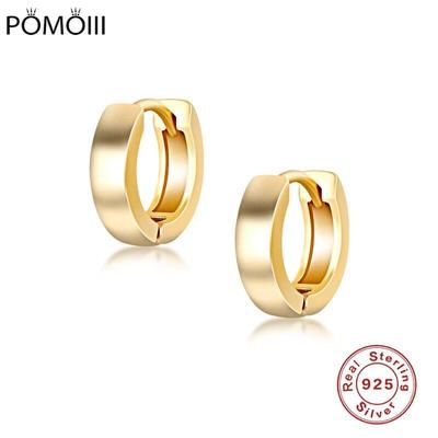 Veri orecchini in argento 925 per donna, orecchini a cerchio lucidi minimalisti, gioielli da ufficio, moda donna, orecchini da donna