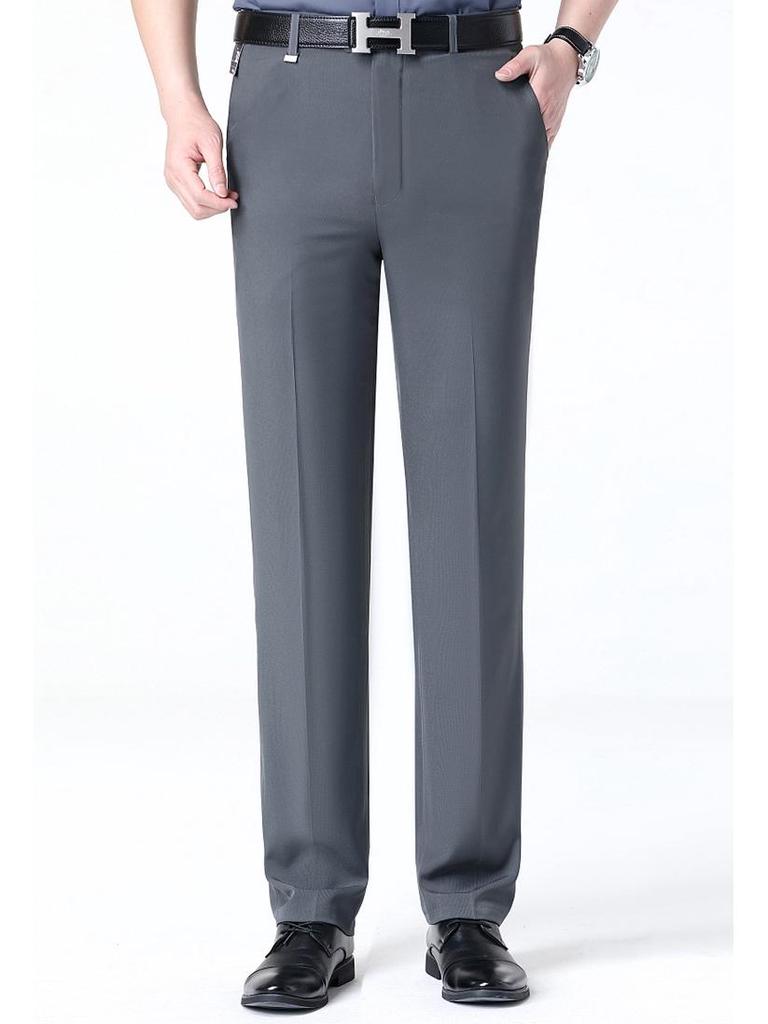 New Men's Iron-Free Pleated Dress Pants - Straight Leg, Professional Trousers for Middle-Aged Businessmen
