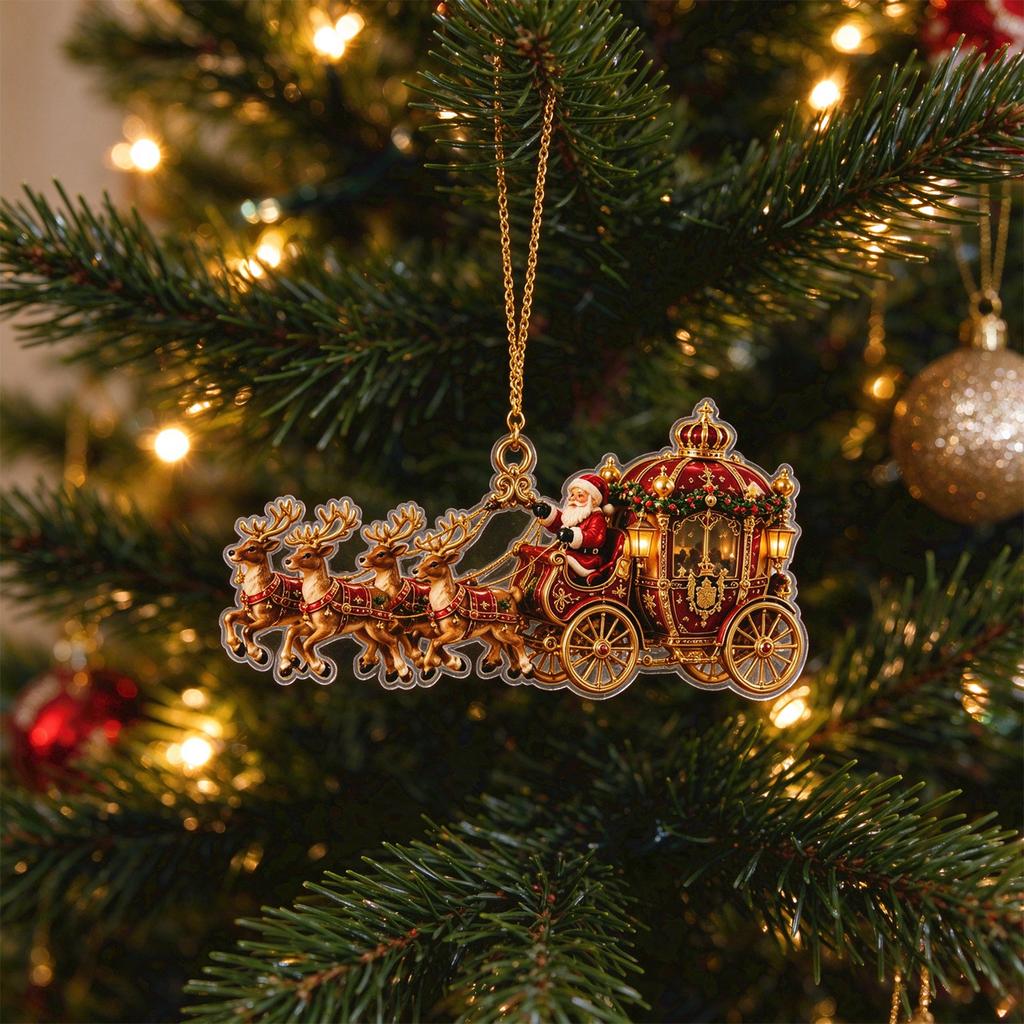Christmas Tree Sled Shaped Hanging Ornament Decorative Pendant for Holiday Decor