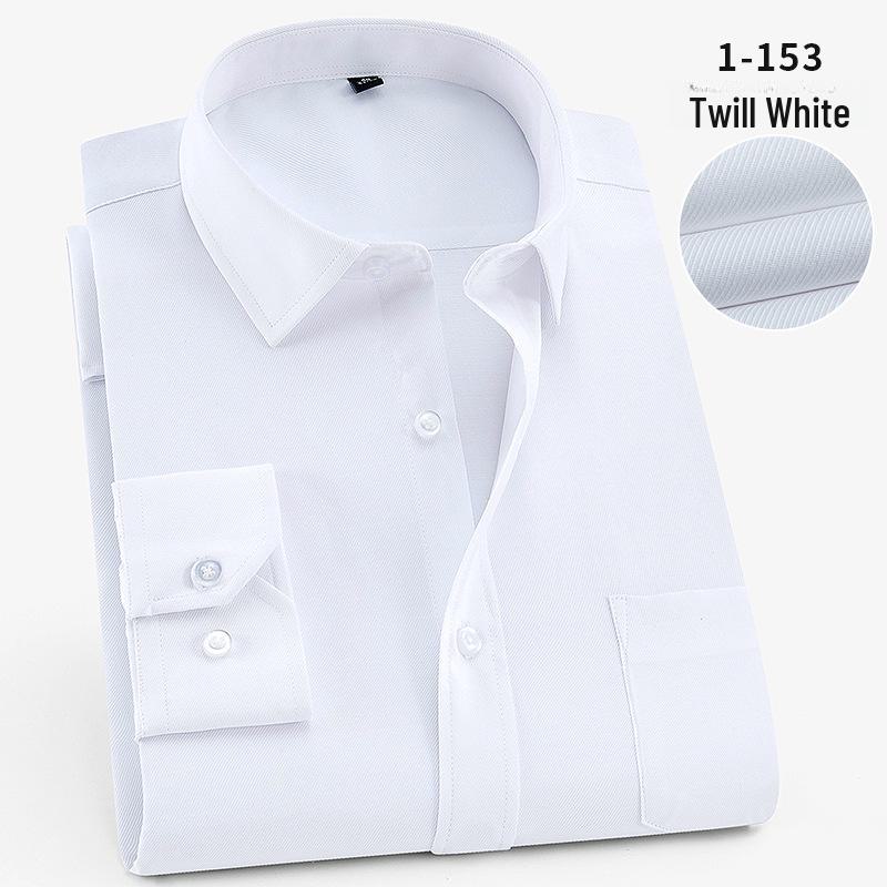2025 Spring Men's Gray Non-Iron Long Sleeve Business Casual Shirt, Large Solid Color for Young to Middle-aged.