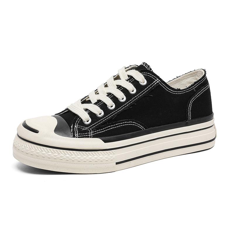 HKDQ Classic White Canvas Shoes Unisex Platform Vulcanization Sneakers Men Women Breathable Casual Sneakers Men's Sports- Shoes*