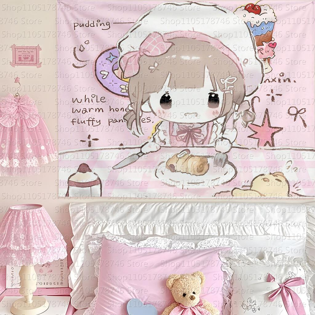 Kawaii Huisdecoratie Wandkleed Schattig Huisdecoratie Wandkleed Anime Roze Meisje Wandkleed Schattig Meisje Wandkleed