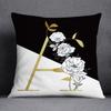 Golden Lace Letter Series Pattern Decorative Pillowcase, Square Home Office Decoration (45Cm * 45Cm)