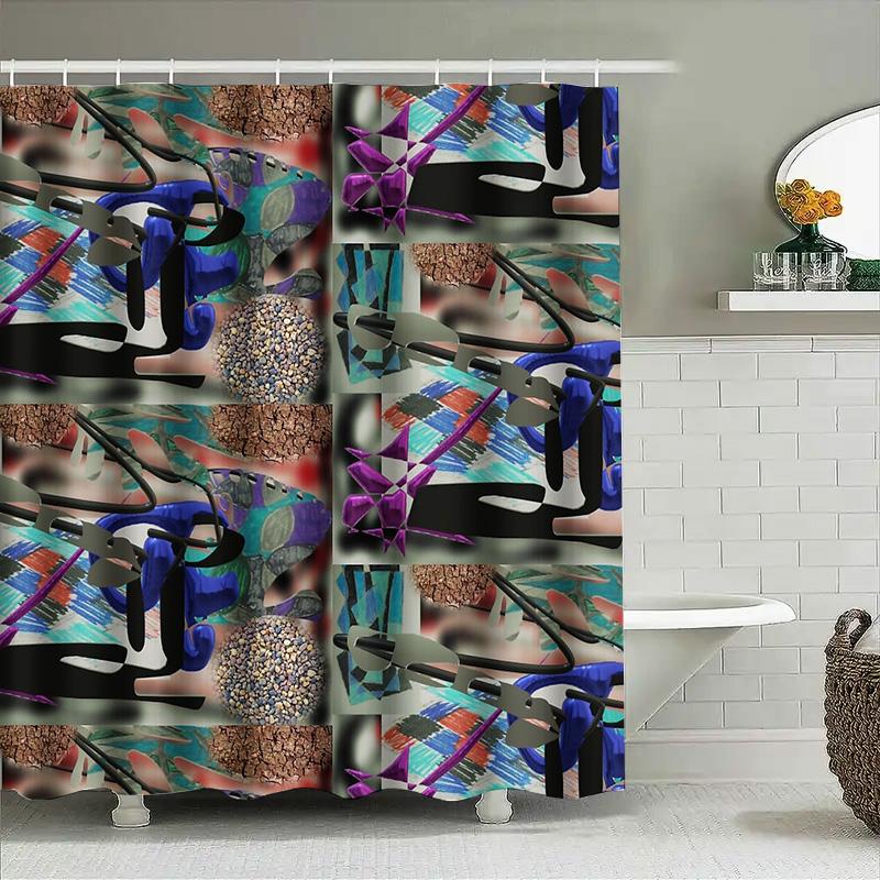 Abstract Blue Ocean Wave Shower Curtain Modern Art Bathroom Decor Waterproof Fabric Liner