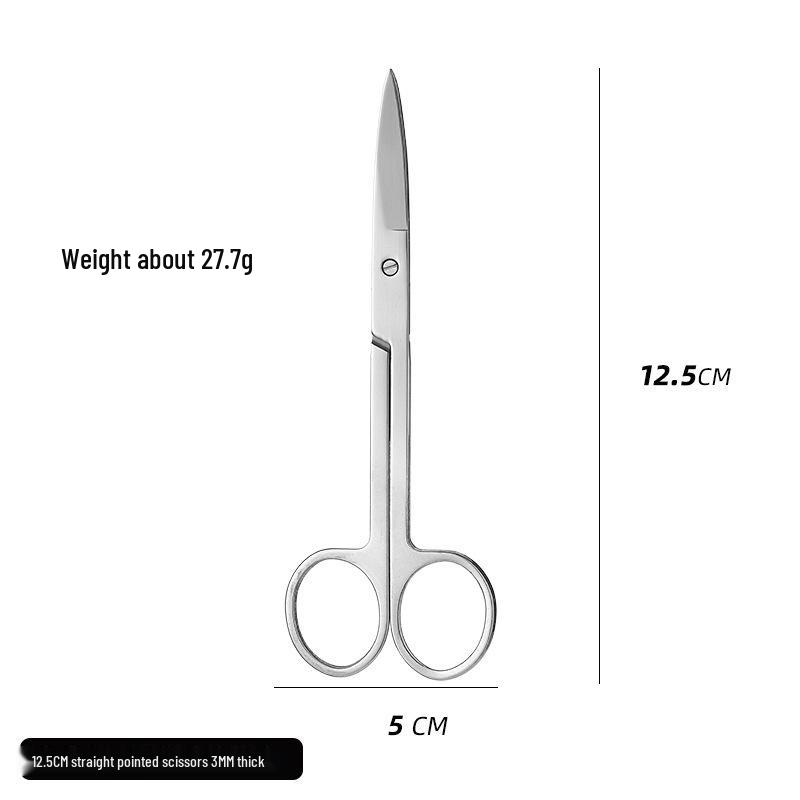 420 Stainless Steel Multi-Purpose Scissors: Large Curved, Straight, Round Tip for Surgical, Beauty, Nose Hair, Eyelid, and Teaching Use.