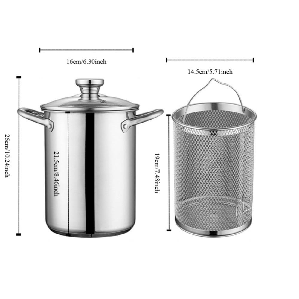 304 Stainless Steel Tempura Fryer Visible Lid Stew Pot Kitchen Cookware Oil Frying Pot  Dormitory