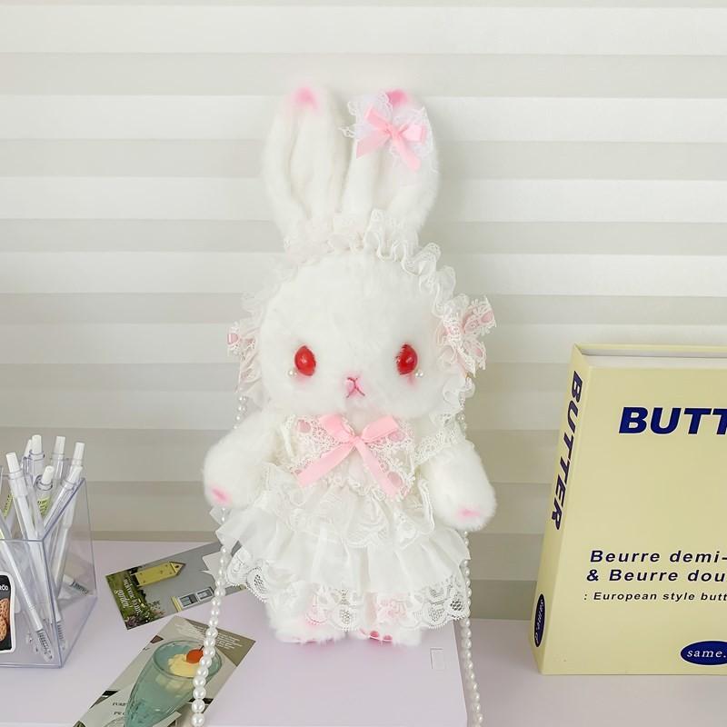 Hanging Lolita Handmade Ear Rabbit Bag Butterfly Bow Pearl Shoulder Strap Design