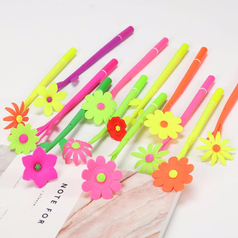 2PCS Cute Plant Flowers Soft Silicone Gel Pen for Writing Office School Supplies Signing Pen