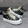 High-end Canvas Shoes for Men Breathable Thick So High Add Mixed Color Lace-up Casual Shoes A6