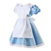 Śliczna mała dziewczynka słodka sukienka Lolita kostium pokojówki Anime Cosplay pokojówka fartuch koronkowe niebieskie kostiumy na Halloween dla dzieci