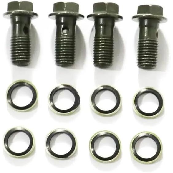 Fit For Motorcycle Parts Motor Oil Cooler Adapter Fittings Screw Brake M8/M10 Screws With Gasket Oil Cooler Line Bolts Screws(M8)