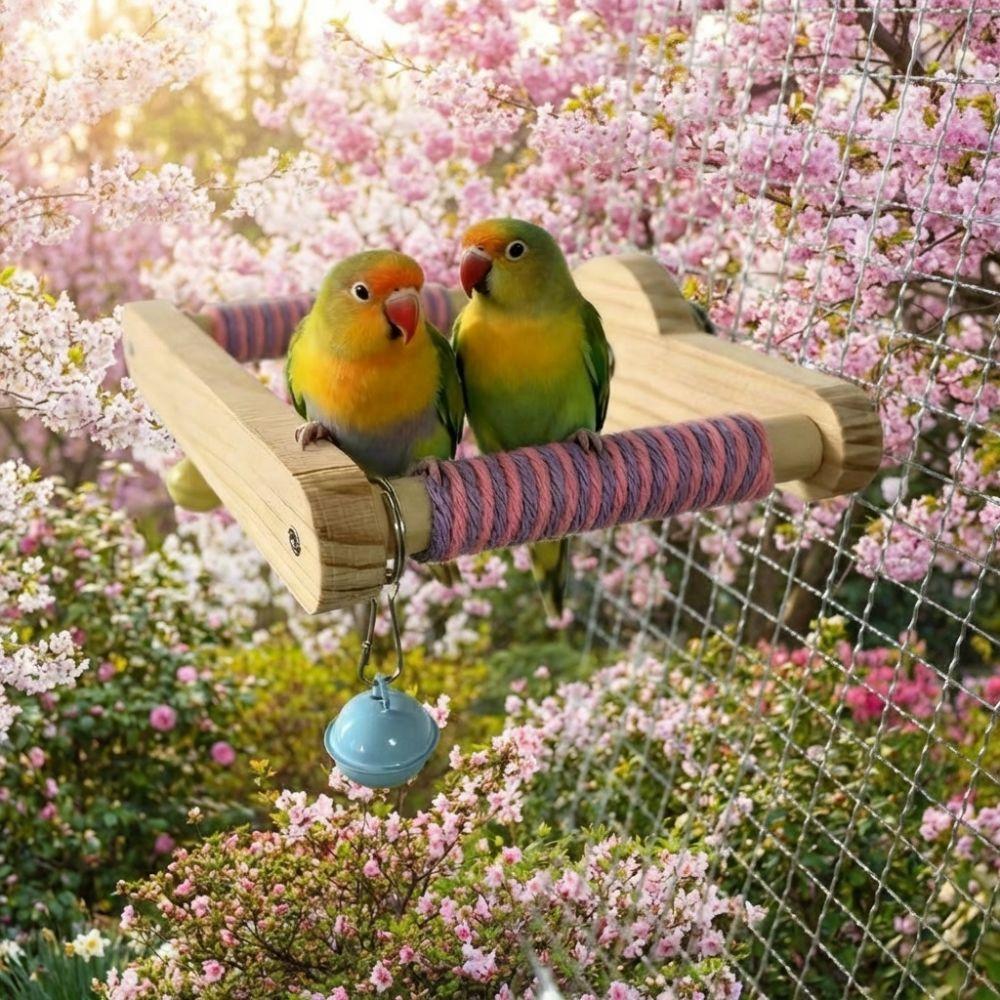 Wood Interactive Bird Toy DIY Bird Training Stand Sturdy Rotating Bird Perch Toy  Bird Play