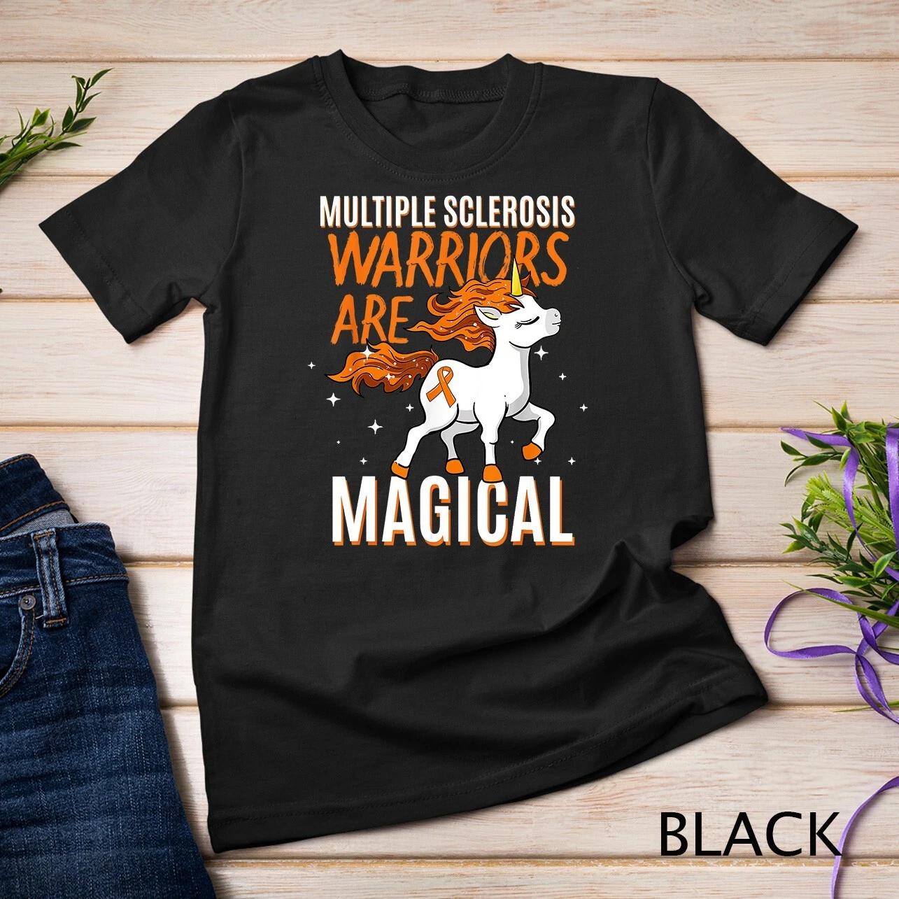 Multiple Sclerosis Warriors Magical Unicorn Orange Ribbon Unisex T-shirt S