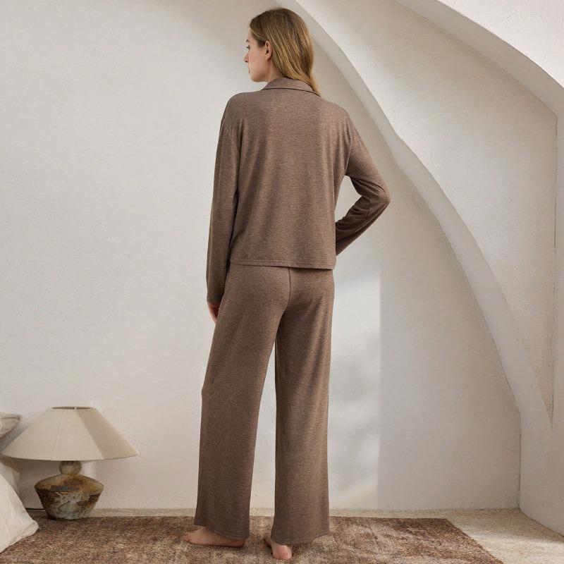 Lässiges und modisches Pyjama-Set für Damen Langarm-Oberteil und locker sitzende Hose
