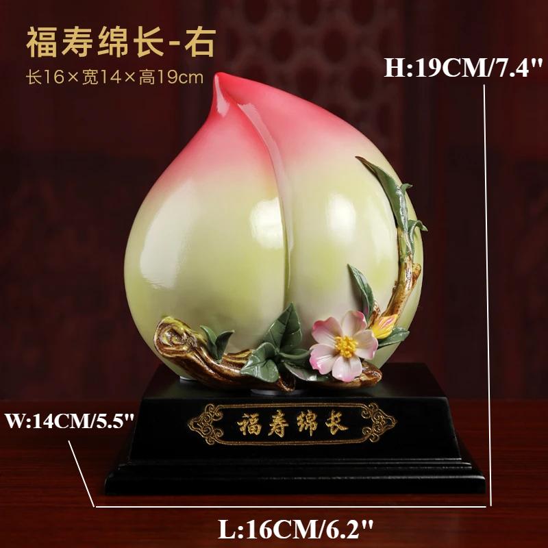 1PCS ceramic longevity peach ornaments living room table feng shui handicrafts birthday gifts for the elderly