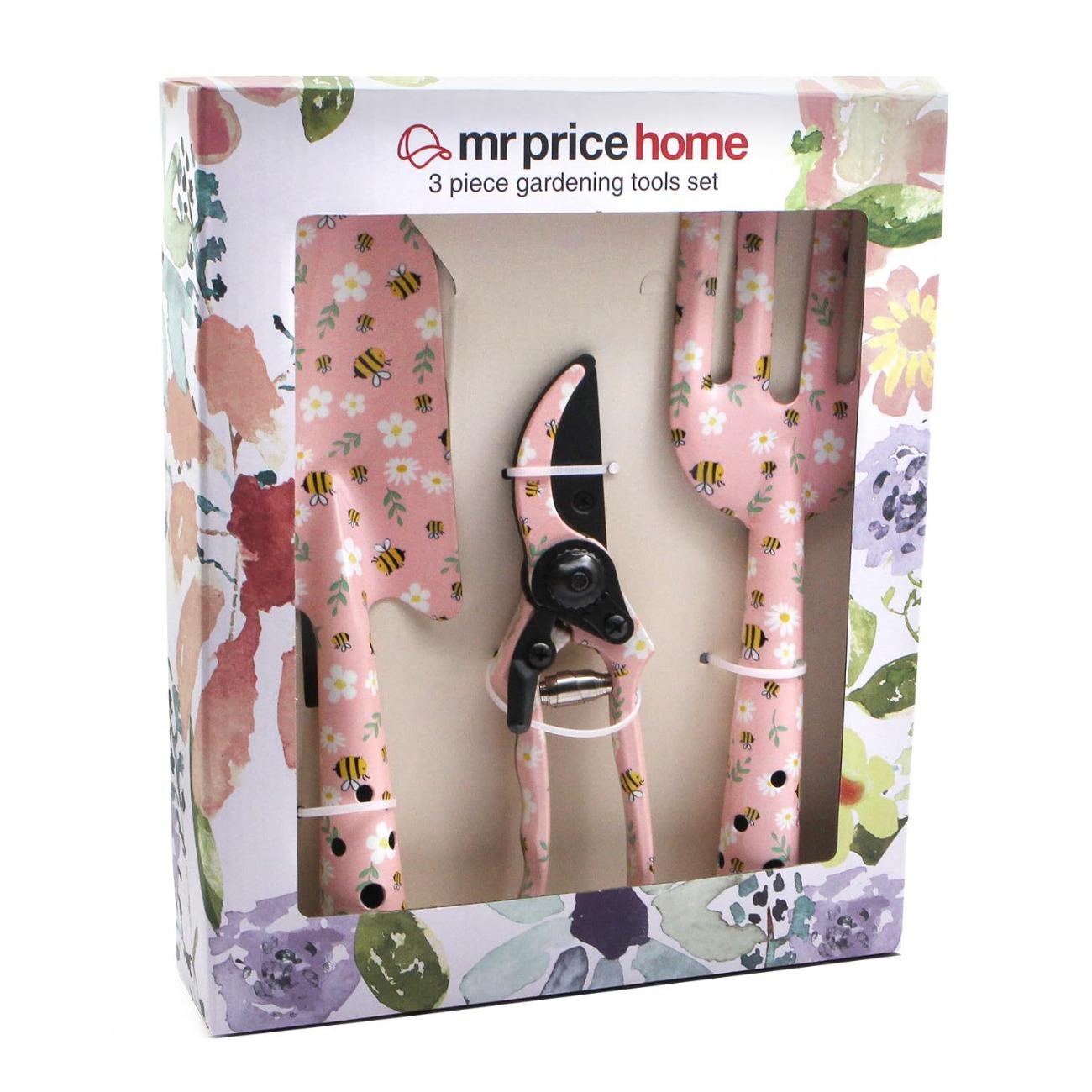 Printed carbon steel three piece garden set, garden tool set