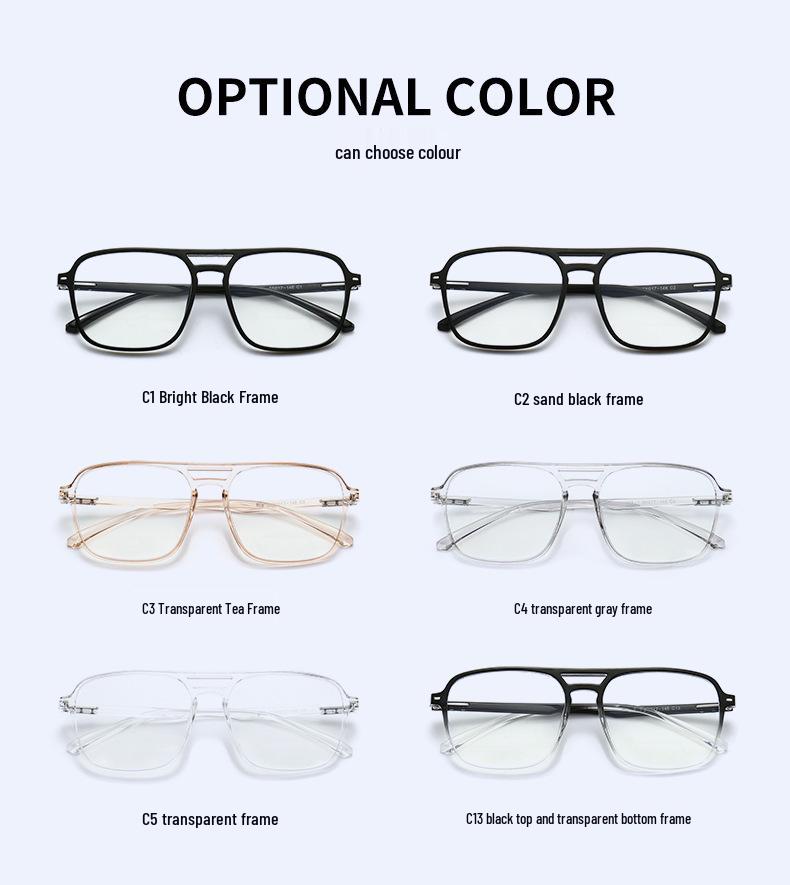 Stylish Anti-Blue Light Glasses: Women's Simple Korean TR90 Double Bridge with Myopia Prescription
