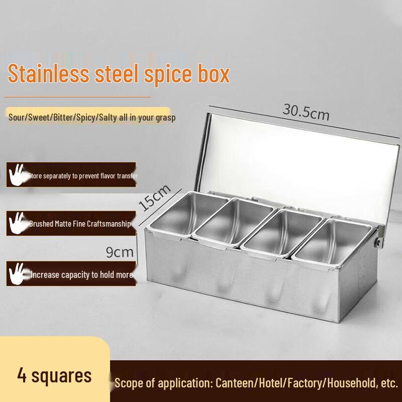 FATTBAO Stainless Steel Multi-Compartment Seasoning Box