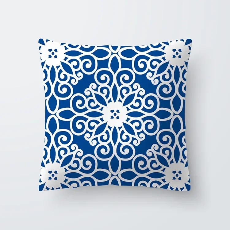 Nordic Geometric Navy Blue Cushion Covers Polyester Modern Deep Blue Pillow Case Livingroom Decorative Sofa Throw Pillows Cover