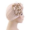 Big Flower Accessories Imitation Silk Pleated Turban Hat Ethnic Hat Indian Hat Ladies Wedding Hat