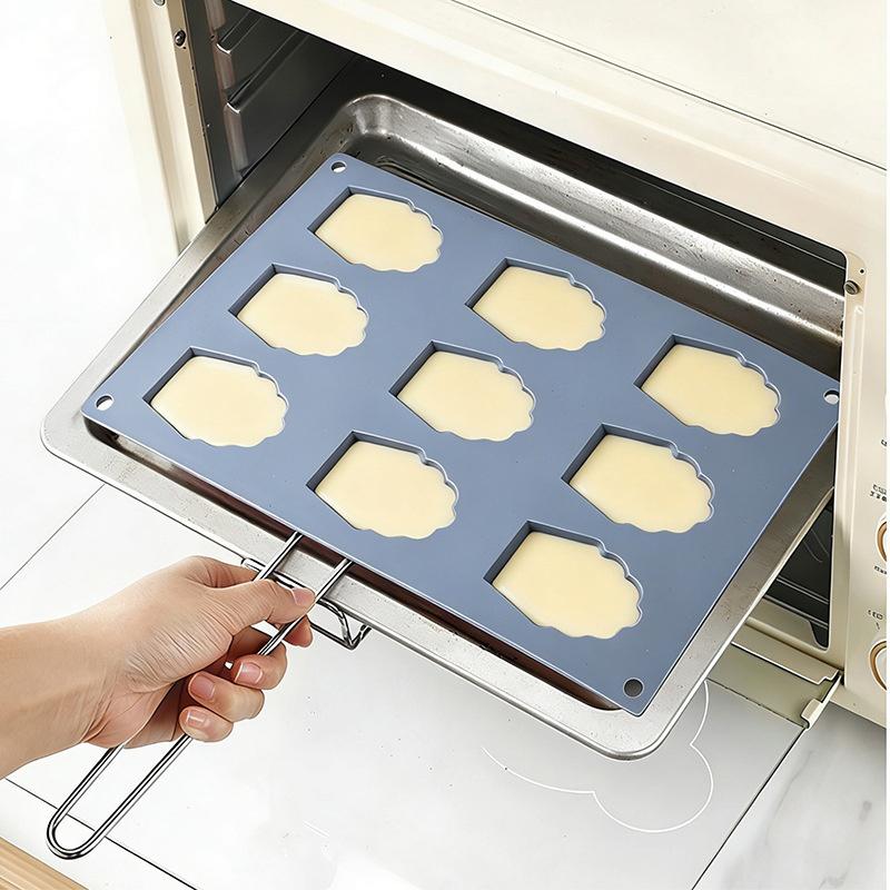 Heat Resistant Silicone Madeline Pan 9 Cavities Nonstick Food Grade Baking Mold for DIY Pastry Cookie