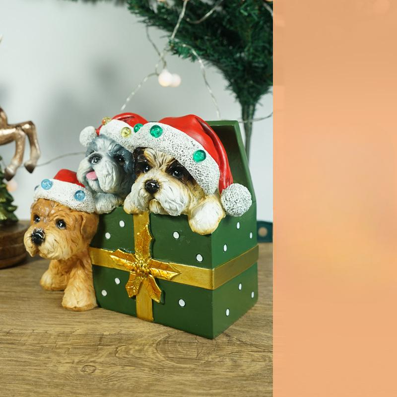 

Рождественские скульптуры животных, украшения, бурый медведь, барабанщик, собака, подарочная коробка, скейтборд, пингвин, рождественские украшения для дома