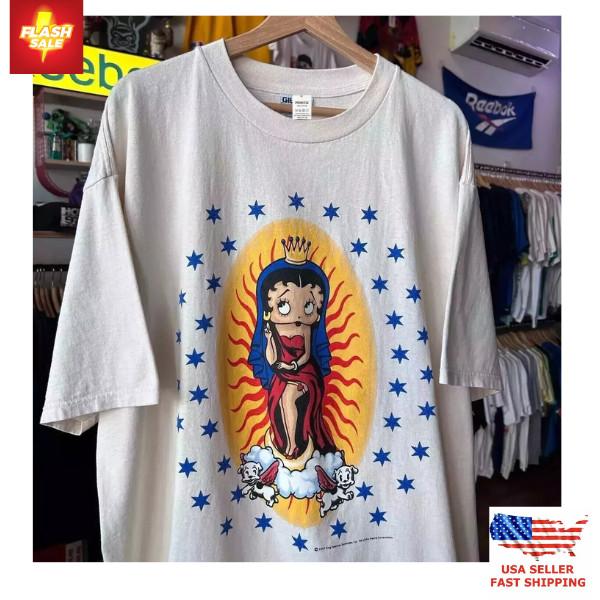 Trendiges Betty Boop Seltenes Design Retro-Stil Weißes Unisex T-Shirt Klassischer Stil Unisex T-Shirt