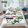 Excavator Duvet Cover Set Microfiber Tractor Truck Comforter Cover Twin Construction Vehicle Cartoon Bedding Set for Boys Teens